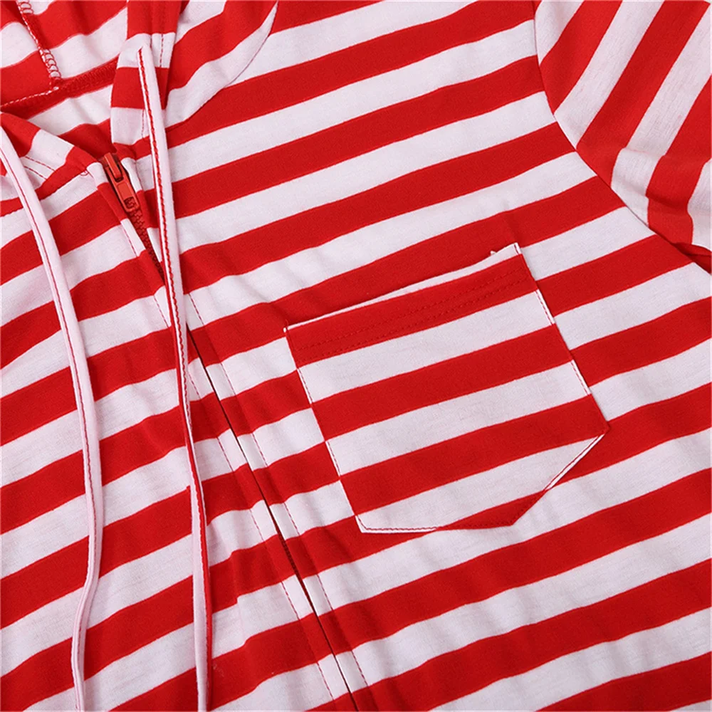 Christmas Pajamas for couple Women Men Adult Striped Onesie Pajamas Zipper Family Costume Christmas Pajamas Hoodie