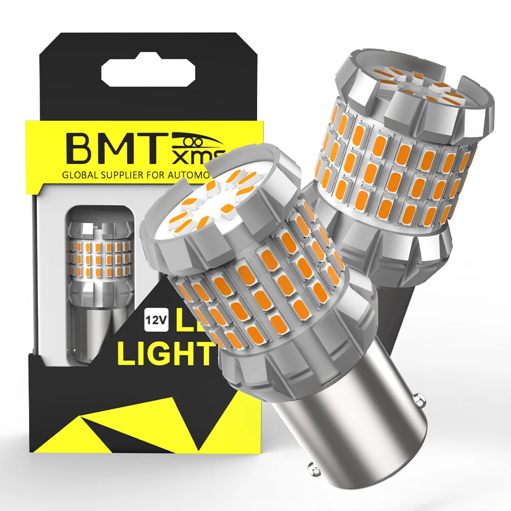 

BMTxms Car WY21W LED No Hyper Flash Amber Yellow Auto P21/5W LED T20 W21W P21W 3157 7440 1156 BA15S LED Bulbs Turn Signal Lights