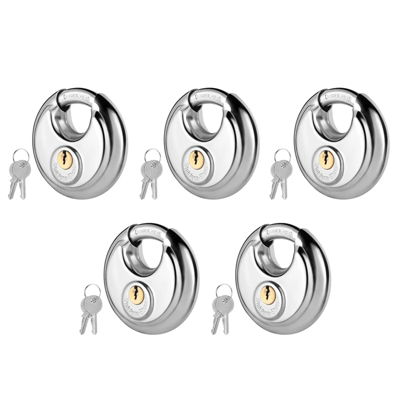 

5-Pack Disc Lock Padlock Waterproof And Rustproof Storage Lock Perfect For Storage Unit Gate,Outdoor,Shed,Fence