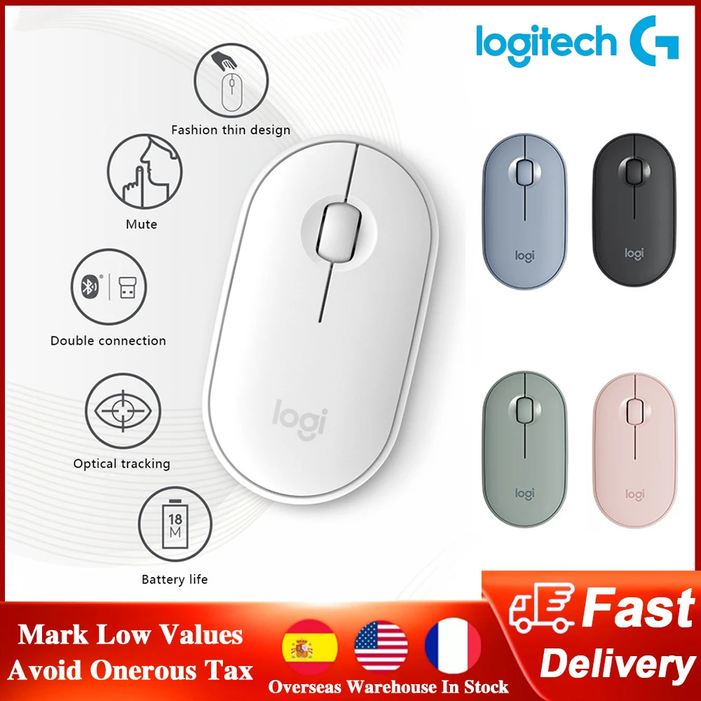 

Мышь Logitech Pebble Беспроводная Бесшумная, 1000DPI, 2,4 ГГц