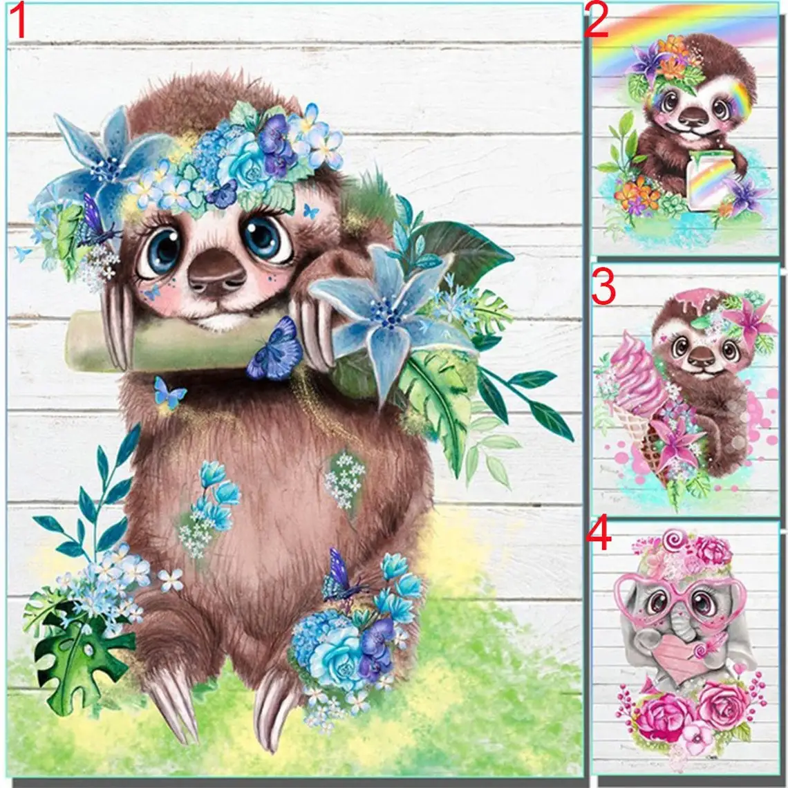

5D DIY Diamond Painting Sloth Animal Full Round Drill Embroidery Panda Art Rhinestone Craft Kit Wall Decor
