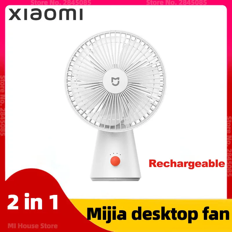 Buy Xiaomi Mijia Desktop Fan Handheld 2in1 Portable 4000mAh Battery Type C Rechargeable 4 Gear Wind Home and Office on