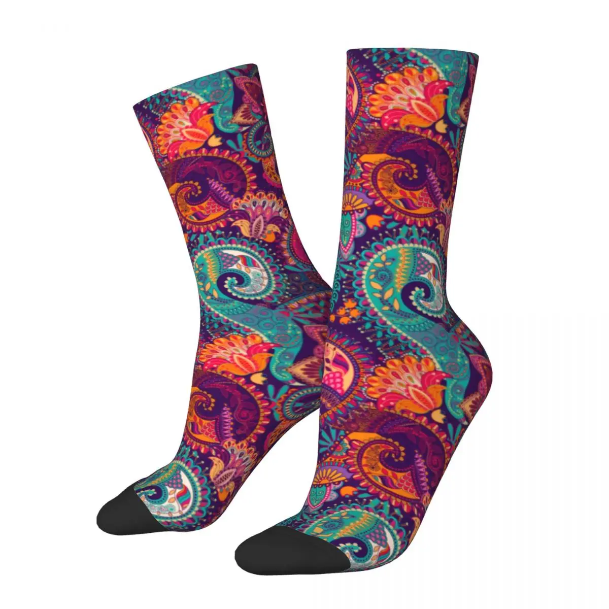Цветные носки с принтом пейсли ретро цветочные ретро чулки унисекс средней длины большие мягкие носки для гольфа из химического волокна
