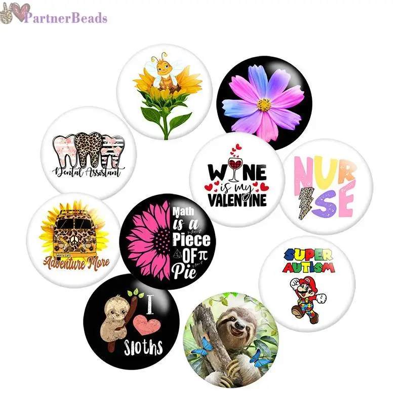 

Медсестринское цветочное ленивое Круглое стекло кабошон 12 мм/20 мм/25 мм демонстрационная фурнитура для изготовления плоской спины S0811