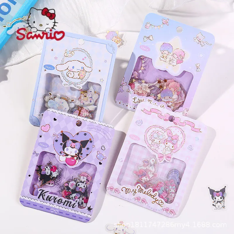 4 Sets of Sanrio Stickers kuromi  Cinnamoroll Joint Cartoon Cute PVC Hand Ledger Sticker Material  kawaii  stikers