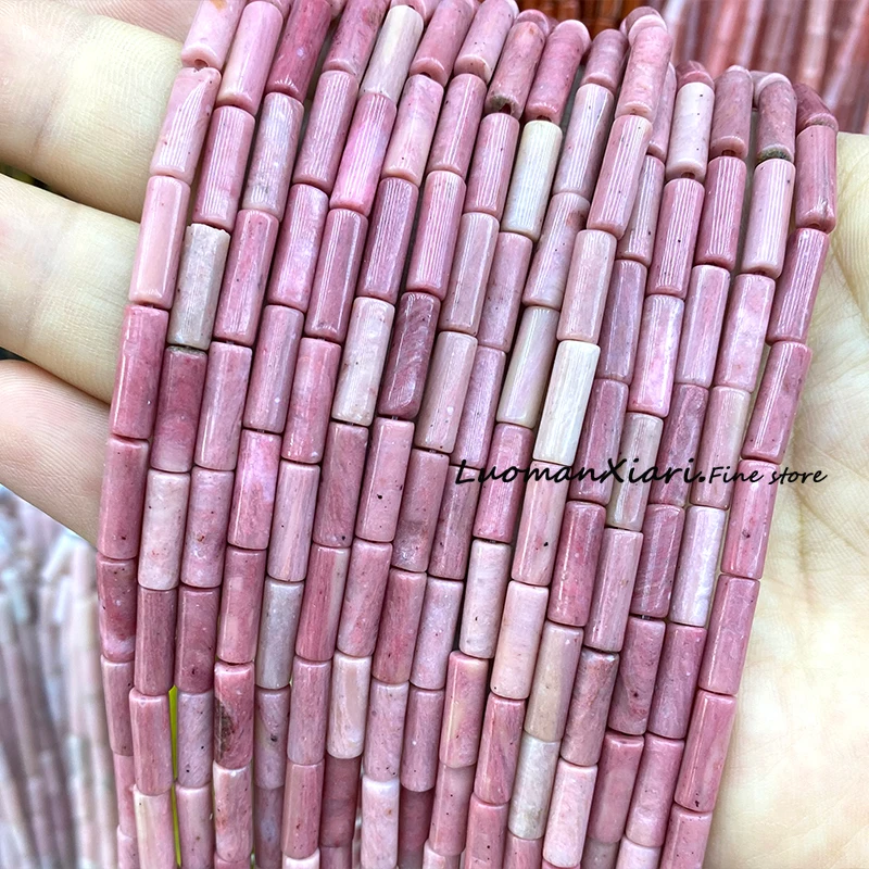 Цилиндровый натуральный камень 4x13 мм AA красный родохрозит свободные круглые