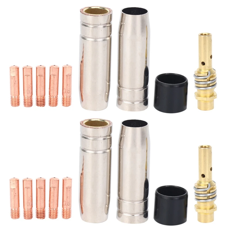 

18Pcs/Set 15Ak Mig/ Welding Nozzle Contact Tips 0.8X25mm M6 Gas Connector Holder Set Ad068+