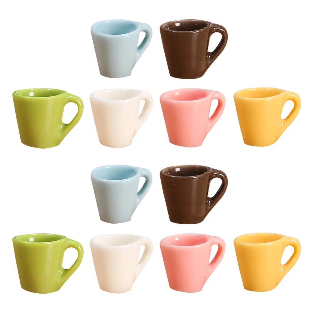 

12Pcs Miniature Cups Decorations Vivid Lovely Mini Cup Ornaments Desktop Ornaments Doll House Decorations