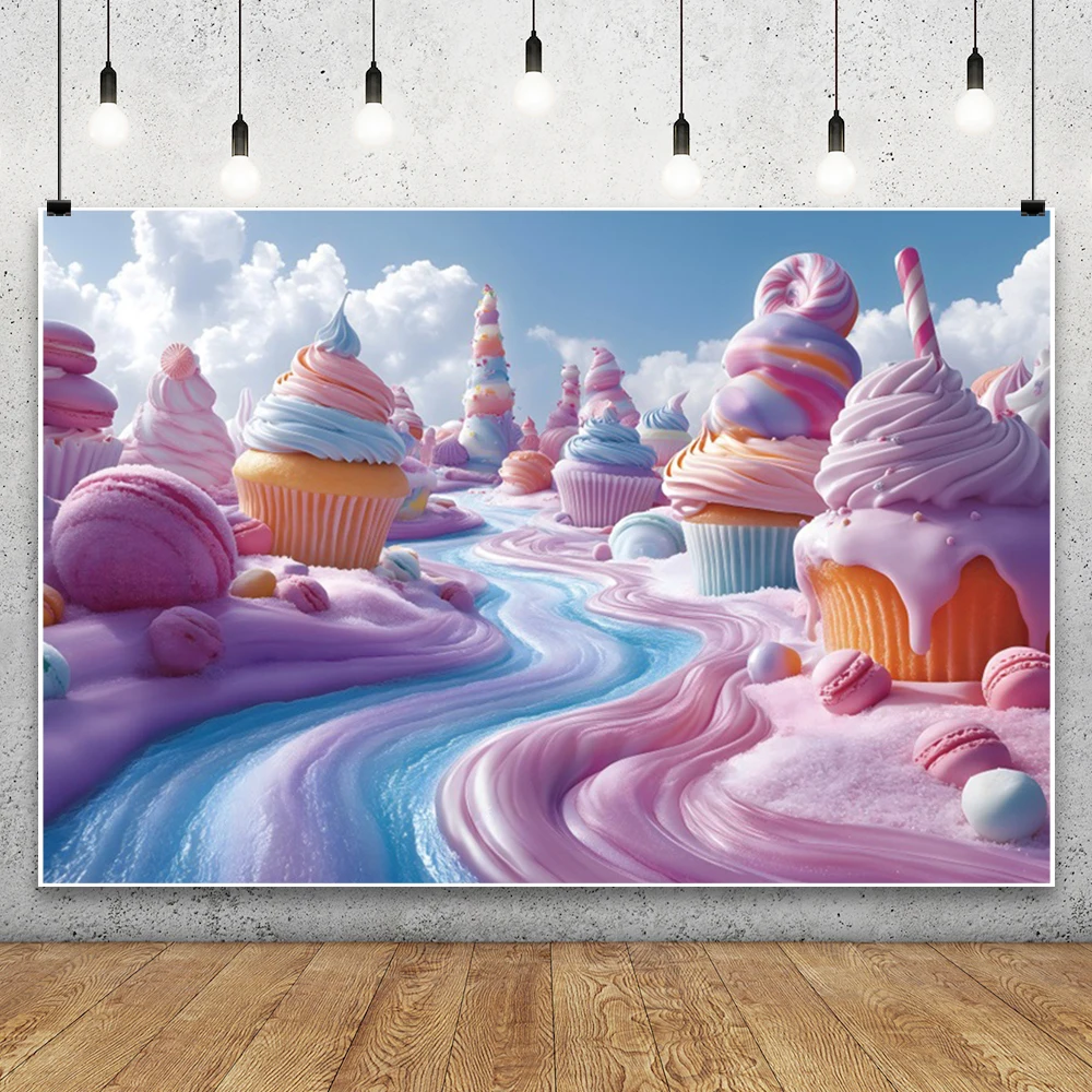 Фантазия Candyland фотография фон розовый торт мороженое леденец детский душ День
