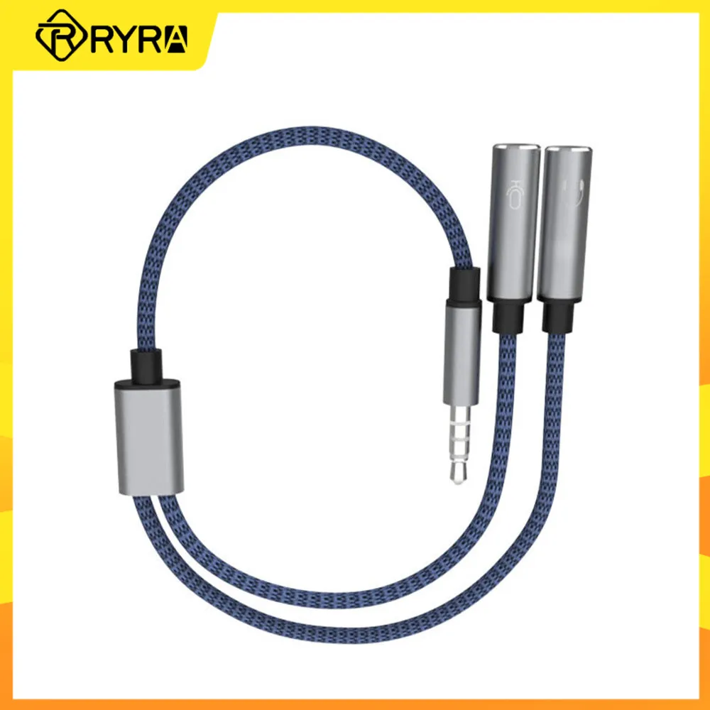 

RYRA Headset Adapter 3.5mm Jack Audio Extension Headphone Convertor Y Splitter Stereo AUX 3.5 Male To 2 Female For Earphone