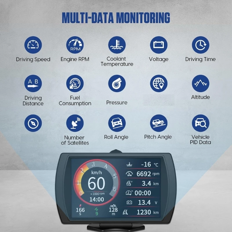 Автомобильный HUD часы с превышением скорости спидометр инструмент для