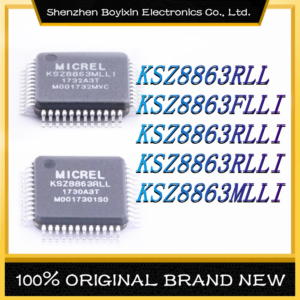 KSZ8863RLL KSZ8863FLLI KSZ8863RLLI KSZ8863RLLI KSZ8863MLLI Package: LQFP-48 New oOriginal Authentic Ethernet Chip IC