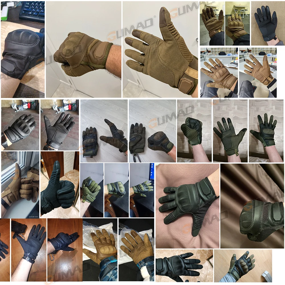 Touch Screen PU Leather Tactical Gloves Army Military Combat Airsoft Hiking Cycling Climbing Shooting Full Finger Mittens Men