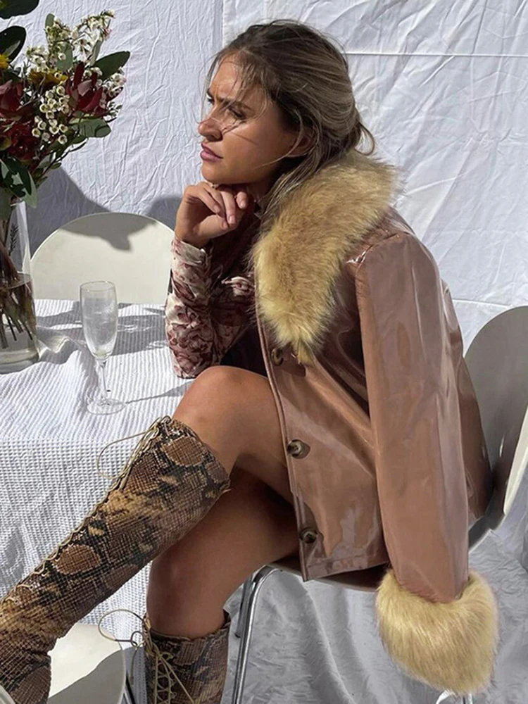 Женские кожаные куртки с меховым воротником Rockmore осенне-зимние ветрозащитные