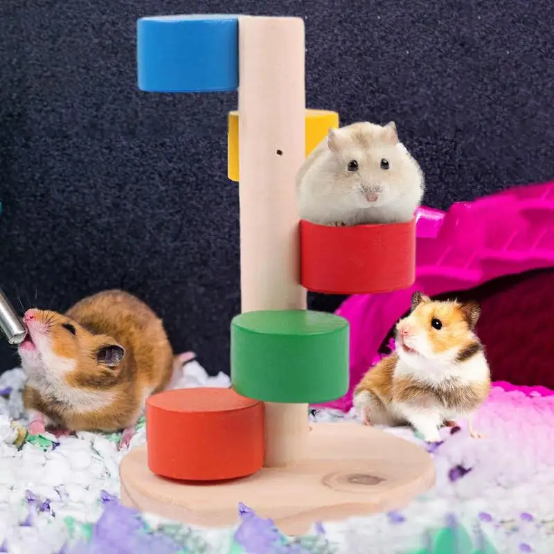 

Wooden Pet Mouse Ladder Climbing Biting Hamster Ladder Durable Colorful Stair Platform For Hamster Guinea Pig Gerbil Hamster Toy