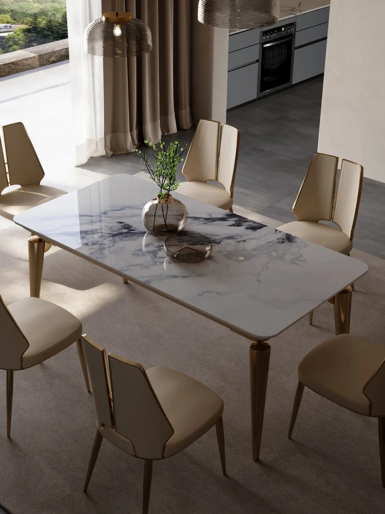

Минималистичный обеденный стол 2022 новый высококачественный роскошный ПРЯМОУГОЛЬНЫЙ ОБЕДЕННЫЙ СТОЛ семейный каменный стол