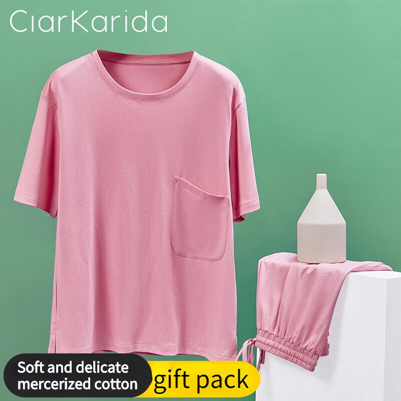 

Clarkarida Ladies Homewear Set Spring and Summer Thin Pure Cotton Pajamas All Cotton Homewear Women Can Wear Out Gift Box Set