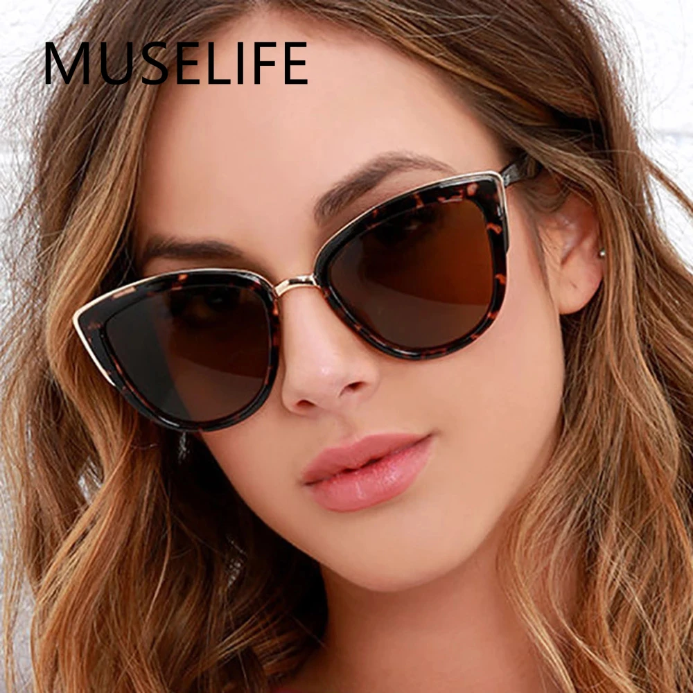 MUSELIFE Cateye Sunglasses Women Vintage Gradient Glasses Retro Cat eye Sun glasses Female Eyewear UV400