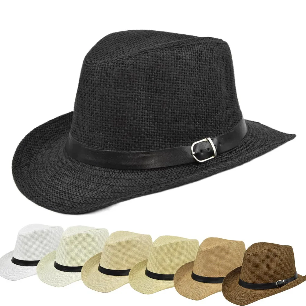 

Summer Unisex Cowboy Hats Straw Cap Panama Foldable Sunhats 56-58cm Casual Style Outdoor Beach Curved Brim Cowgirl NZ0040