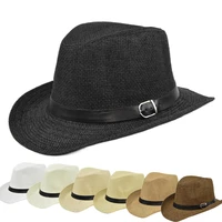 summer unisex cowboy hats straw cap panama foldable sunhats 56 58cm casual style outdoor beach curved brim cowgirl nz0040