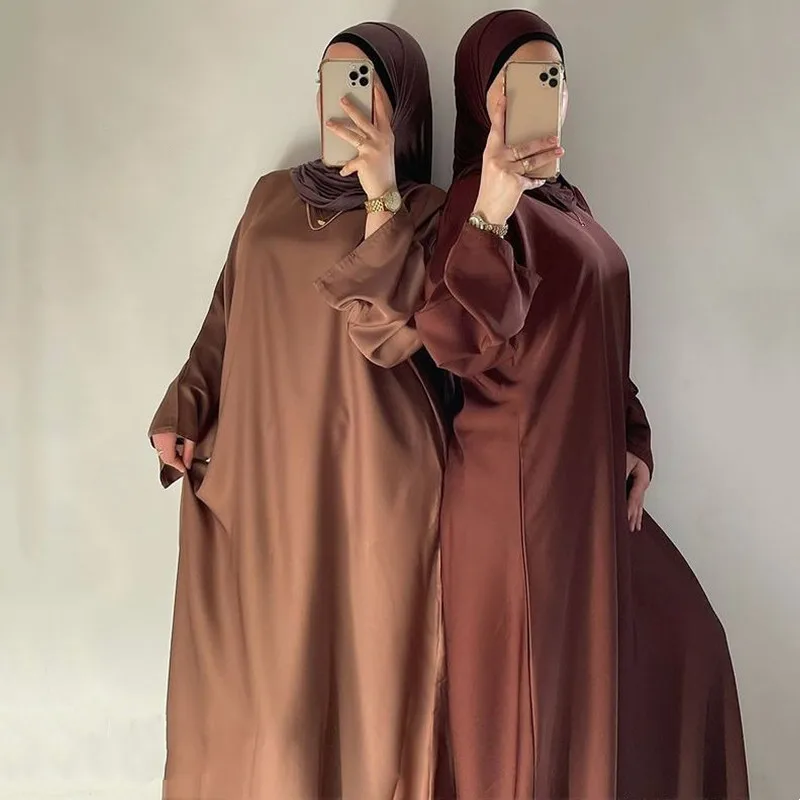Атласная абайя Дубай Турция мусульманская мода хиджаб платье Простые закрытые