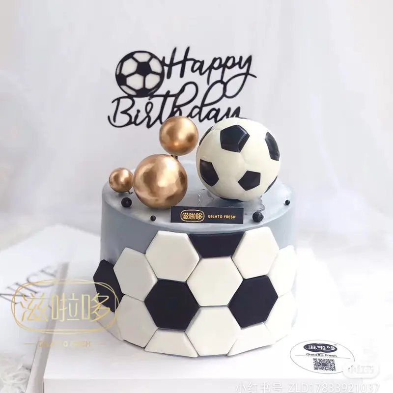 

Football Boy Cake Decoration Soccer Field Players Doll Cupcake Topper Happy Birthday Decor Sports Kids Boy