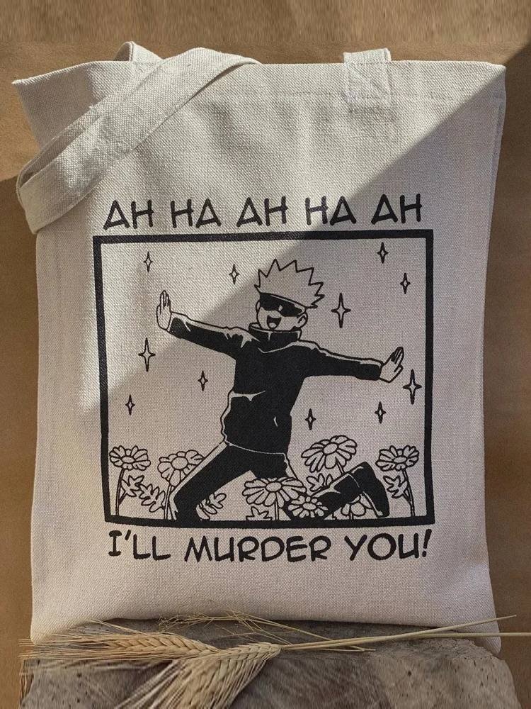 

Harajuku Y2k anime Jujutsu Kaisen Women Bags Shopping Bag Canvas Shopper Bag Reusable Tote Bag Handbags Shoulder Bag Collapsible