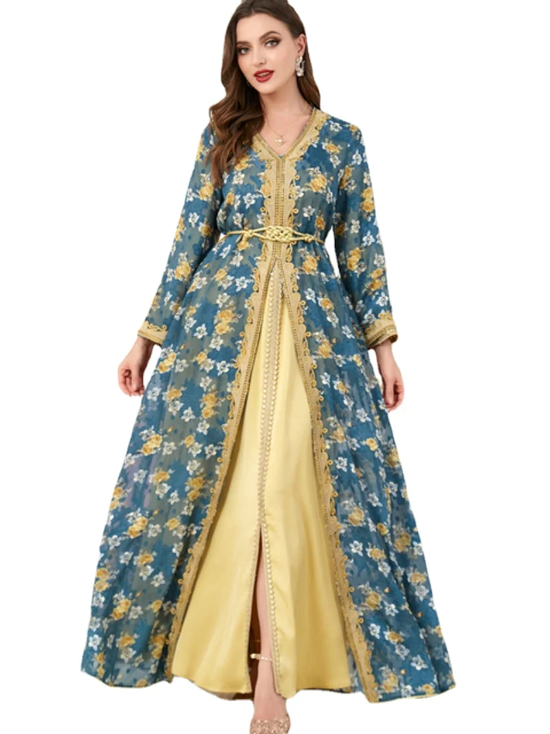 

Eid Dress For Woman Muslim Sets Floral Guipure Lace Panel Belted 2pcs Dress Kaftan Dubai Luxury The Charm Of Ramadan in 2023
