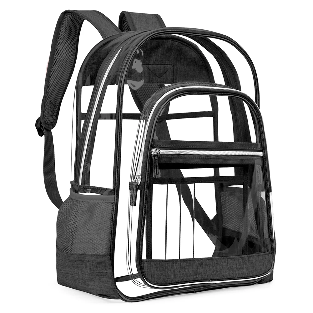

Women Black PVC Clear Transparent Backpack Waterproof Transparent Stadium Approved Bags Big Capacity Students Handbags Concert