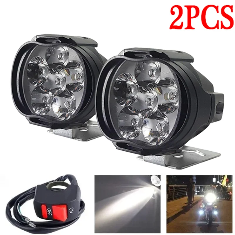 

6 LED Motorcycle Headlight with Switch High Brightness Waterproof Modified Light Bulbs Scooters Vehicles Auxiliary Spotlights