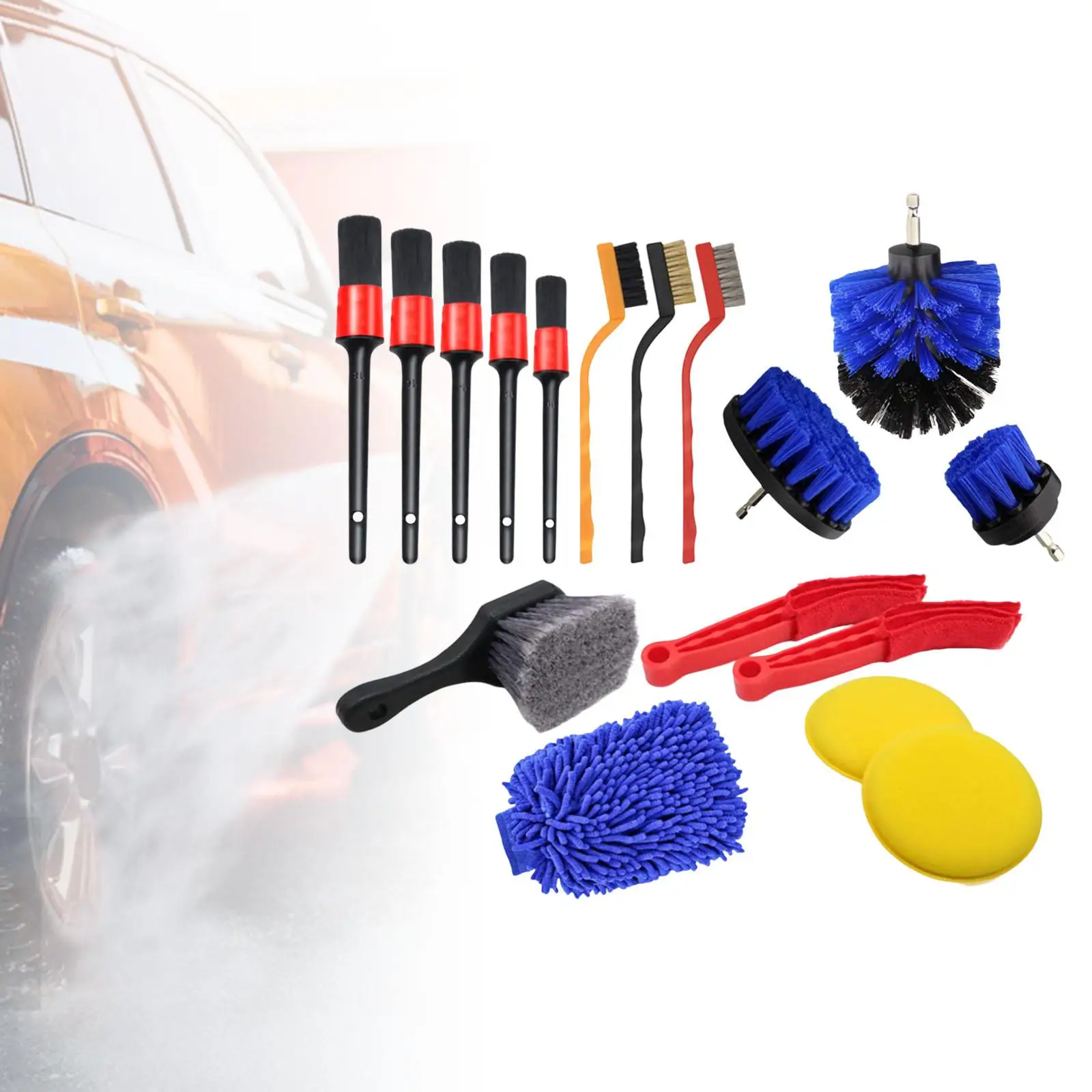 

17Pcs Car Detailing Brush Kit Sponge Towels for Tire