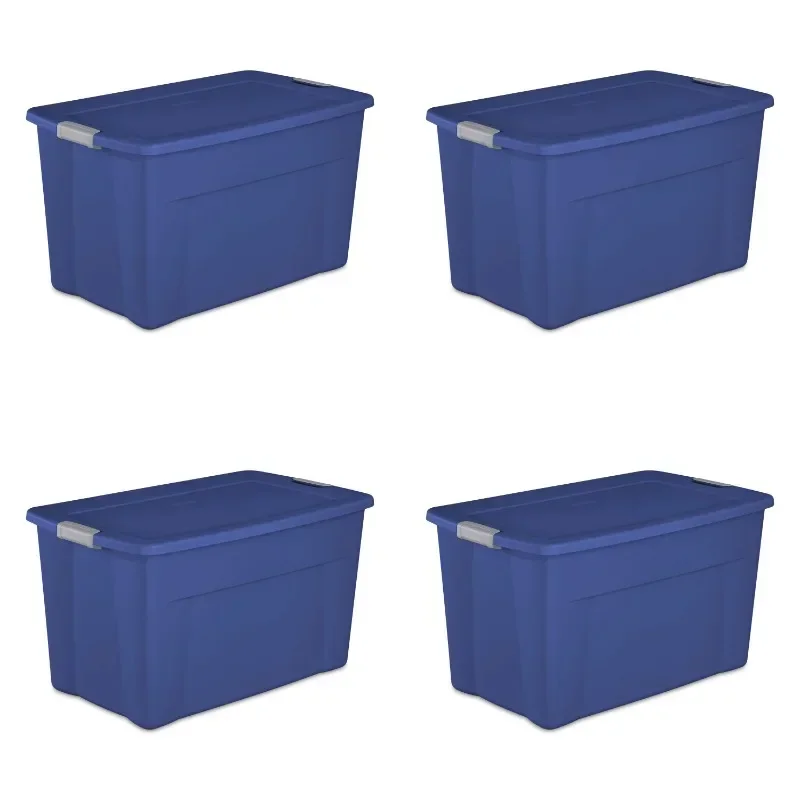 

Sterilite 35 Gallon Latch Tote Plastic, Stadium Blue, Set of 4