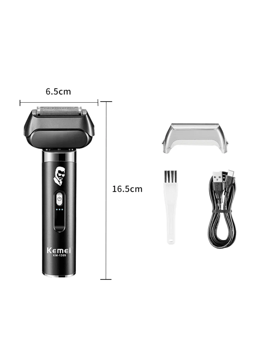 Быстрая перезаряжаемая бритва Kemei для бороды Мужская с ЖК-дисплеем