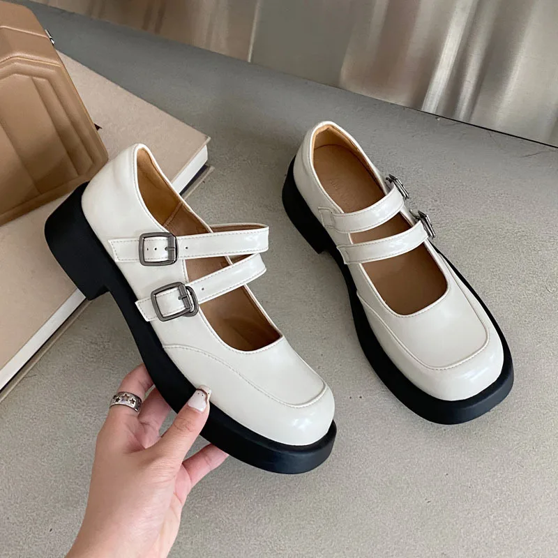 

Soft Women's Shoes Platform Loafers With Fur Round Toe Oxfords British Style Casual Female Sneakers Clogs Slip-on Leather Preppy