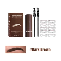 free shipping new eyebrow stamp shaping makeup waterproof brow powder stick shadow eyebrow powder set brown black 3 color