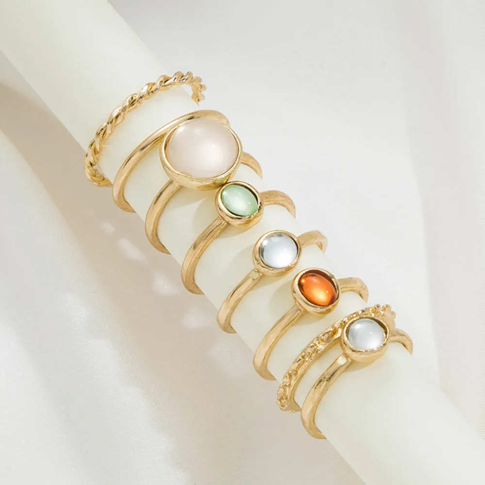 Набор колец с красочными камнями для женщин и девушек модные аксессуары в