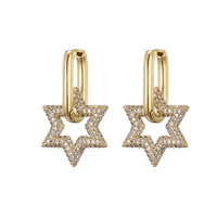 2022 trendy star gold color geometric hoop earrings for women zircon fashion korean earrings engagement elegant brand jewelry