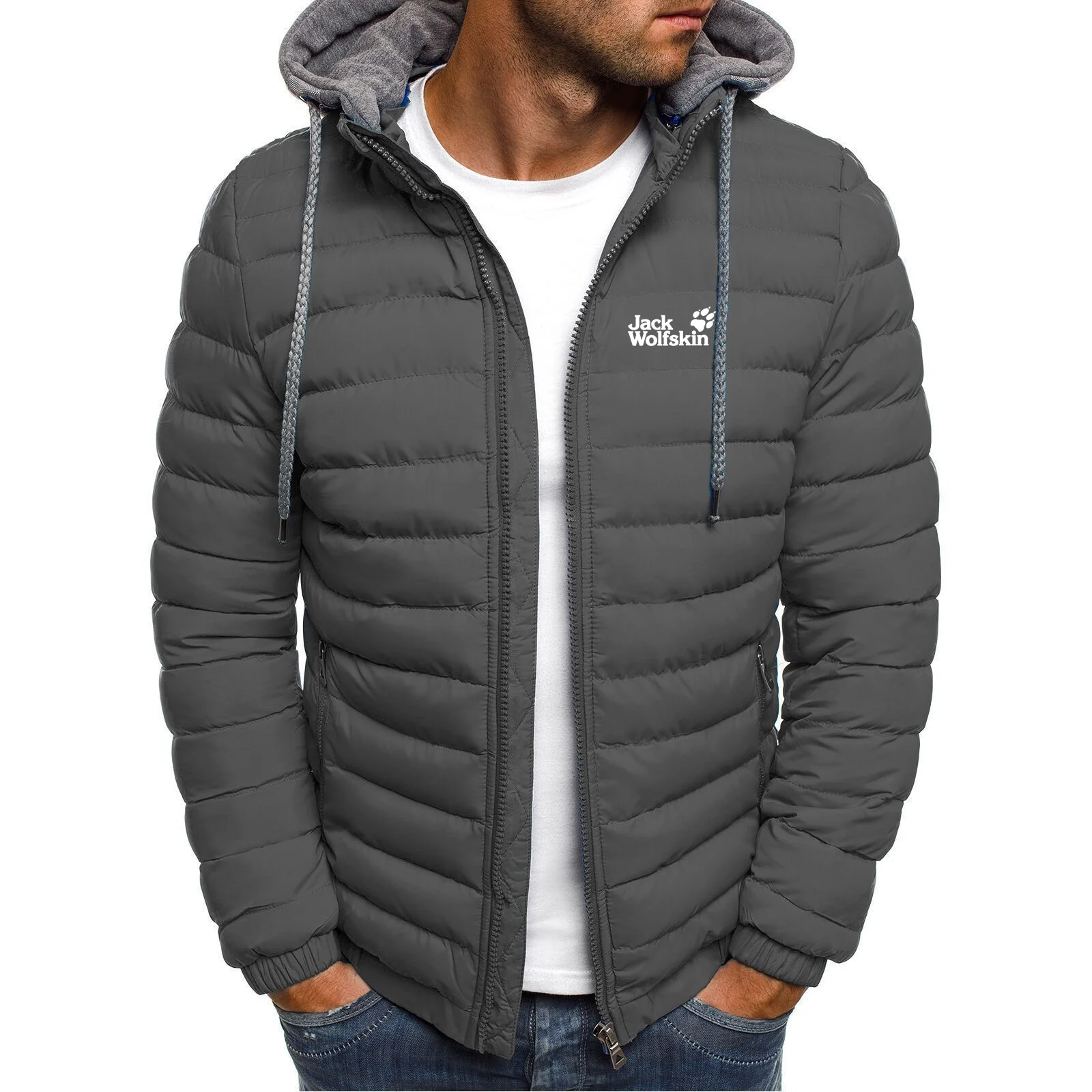 2023 popular hot embossed jacket winter casual men's jacket exploration channel men's windproof cotton pad down jack