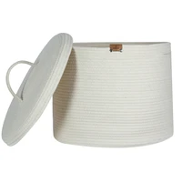 large cotton rope basket with lid home storage organization
