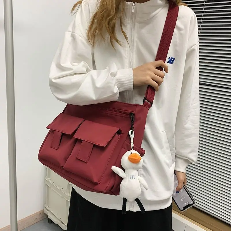 

Casual Tote Bag Cute Cartoon Messenger Bag Canvas School Bag Messenger Bag Large Capacity Functional Bag