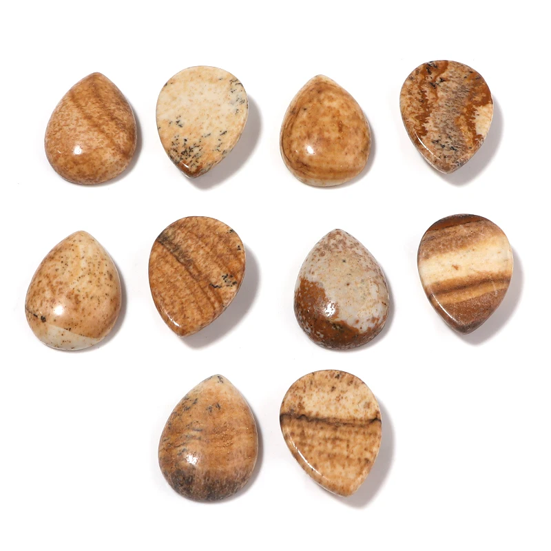 

10/5pcs Natural Stone Waterdrop Flatback Shape Picture Stone Cabochon For DIY Jewelry Making Charms Pendant Accessories