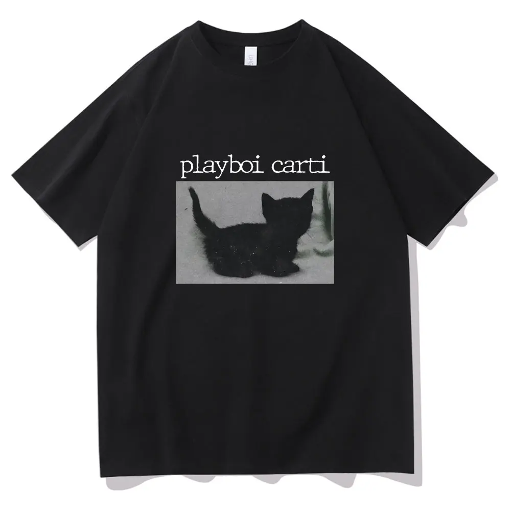 

Футболка Playboi Carti оверсайз в стиле хип-хоп, футболка с принтом милого кота, футболка с принтом в стиле Харадзюку, стандартные мужские топы, Качественная мужская футболка 2pac Rap