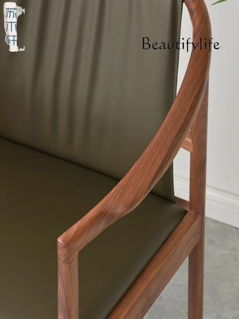 Новое китайское ретро-кресло из черного ореха цельного дерева простой