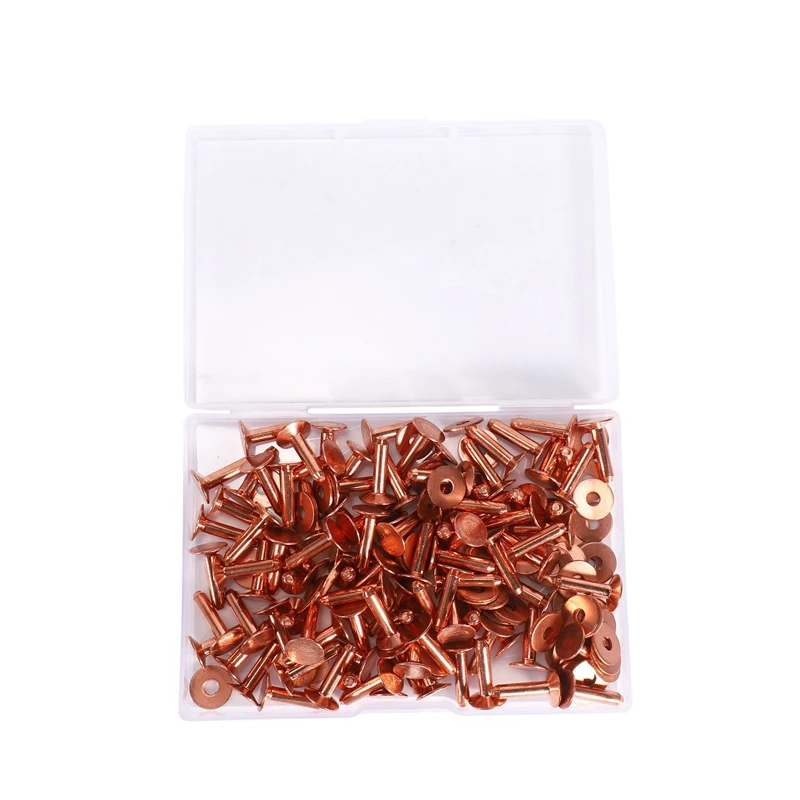 

100 Sets Copper Rivets And Burrs Washers Leather Copper Rivet Fastener For Belts Wallets Collars Leather 5/8 Inch