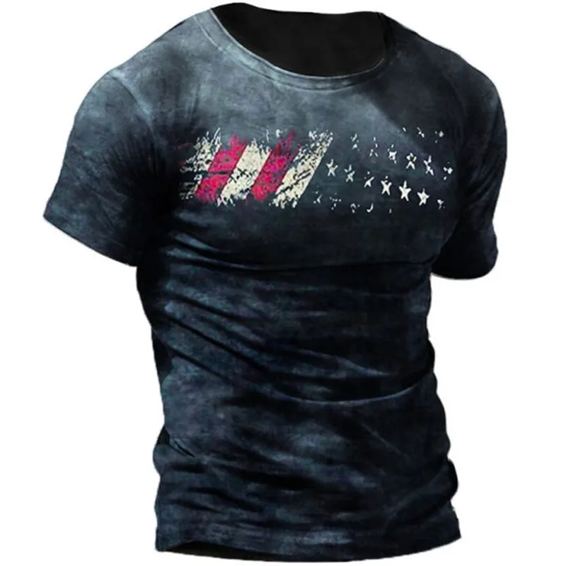 

Summer Men's T Shirt Vintage Print T Shirt American Flag 3D Fashion Top Men Clothing 2022 Oversized Cotton T-shirt Camisetas 6XL