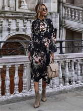 Vestido floral de manga abombada para mujer...