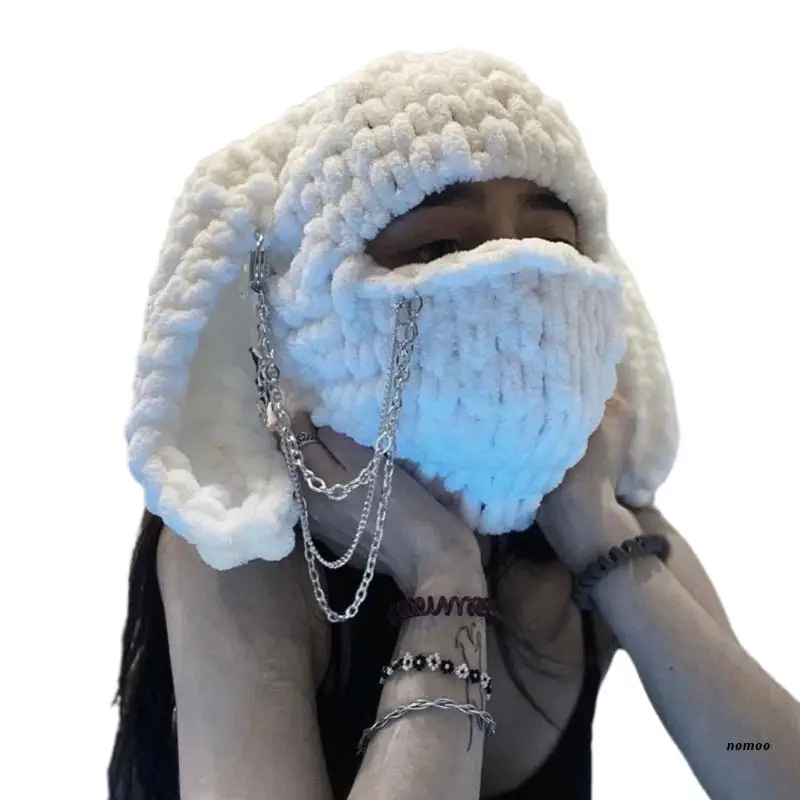 

Повседневная трикотажная ветрозащитная шапка с ушками кролика из мультфильма для ношения в конце осени и зимы