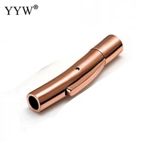 10pcs stainless steel bayonet clasp rose gold 6mm hole push lock lace buckle leather cord clasps for diy bracelet jewelry making