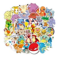 50pcs cartoon pokemon pikachu stickers decorate skateboard bicycle guitar laptop helmet cup kids toys waterproof