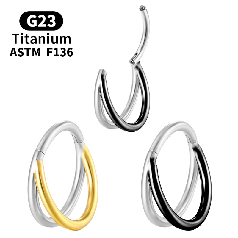 

Septum Piercing Nose Rings Hoop G23 Titanium Earrings Hinge Segment Double Color Cartilage Ear Cuff Tragus Unisex Body Jewelry